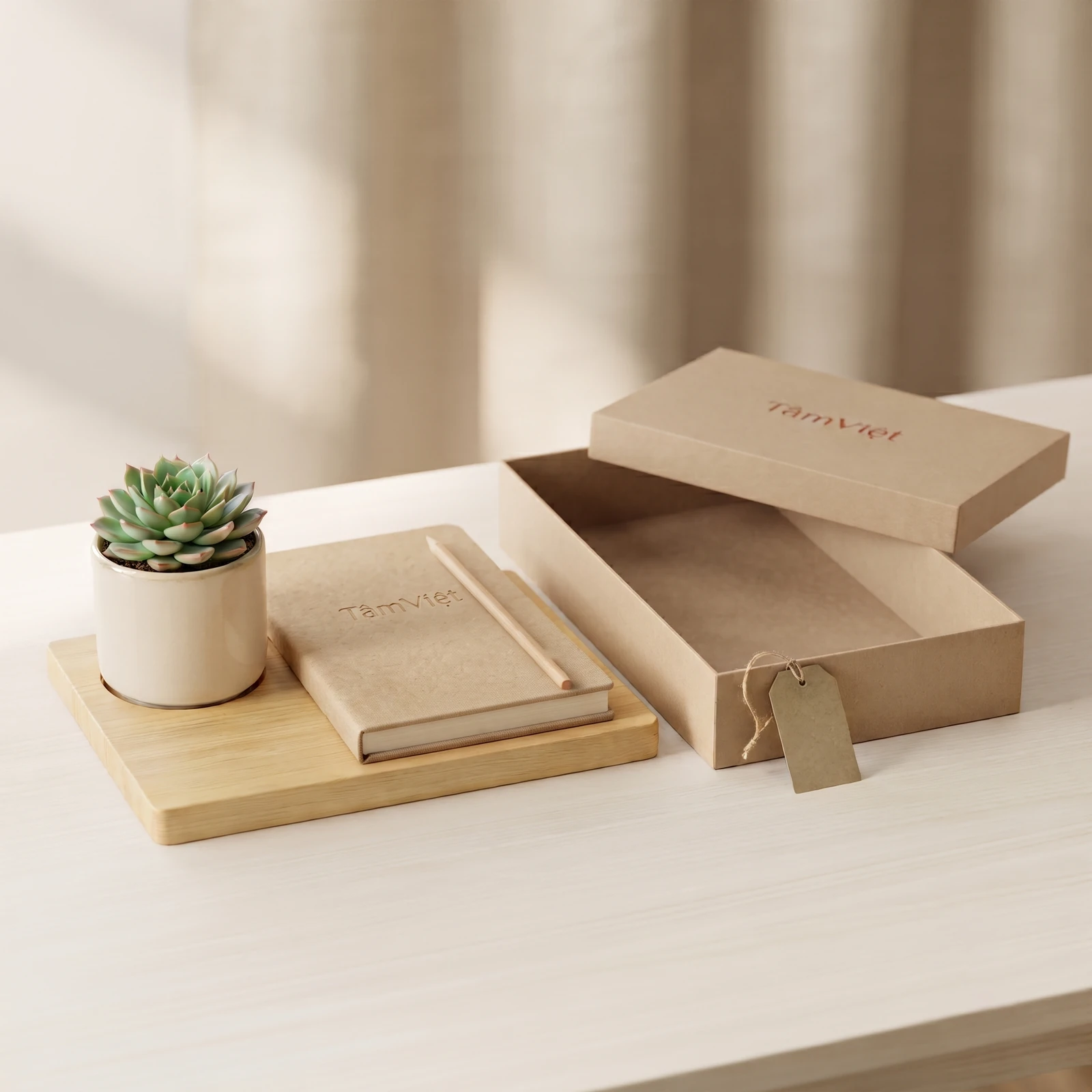 Eco Green Desk, set quà sổ giấy tái chế và bút gieo được